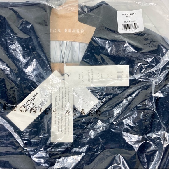 Veronica Beard Delpha Crop Jacket Blazer Navy Blue Linen 4 Designer 304LN1410426 - Picture 14 of 15